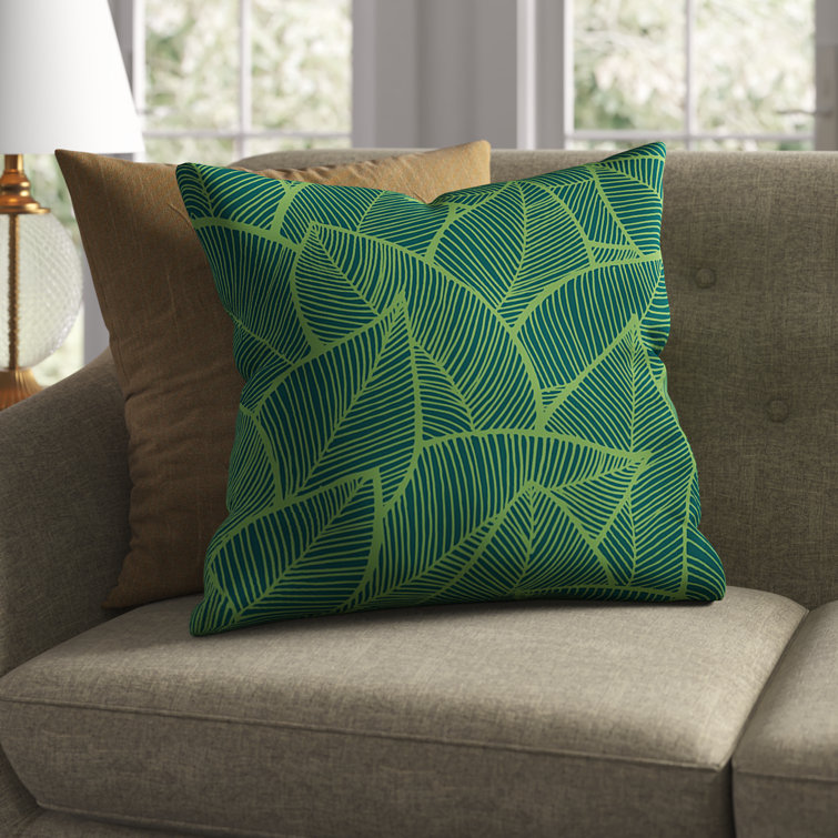 Lime Green Leaves Outdoor Throw Pillow